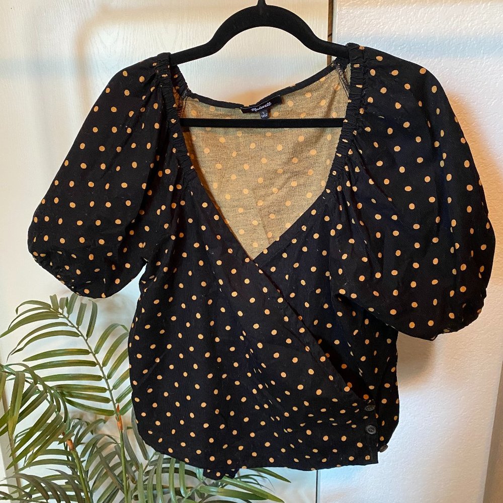 Madewell Polka Dot Wrap Top